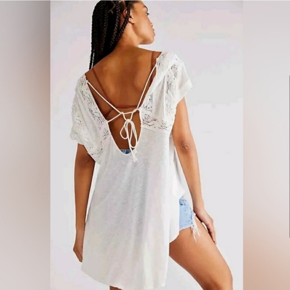 NWT Free People Way Out There Linen
Drape Sleeve Tunic Ivory Sz M - Picture 2 of 4